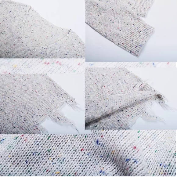 LAST ONE Frayed Confetti Distressed Knit Sweater - Picture 12 of 12